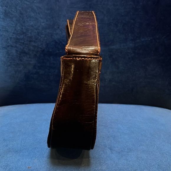 AMERICAN WEST Hand Tooled Brown Leather Shoulder Bag Purse - Picture 3 of 12